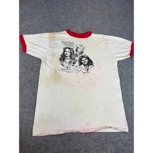 VINTAGE 70s Charlies Angels Allison Shirt Womens Medium White Ringer Tee Promo